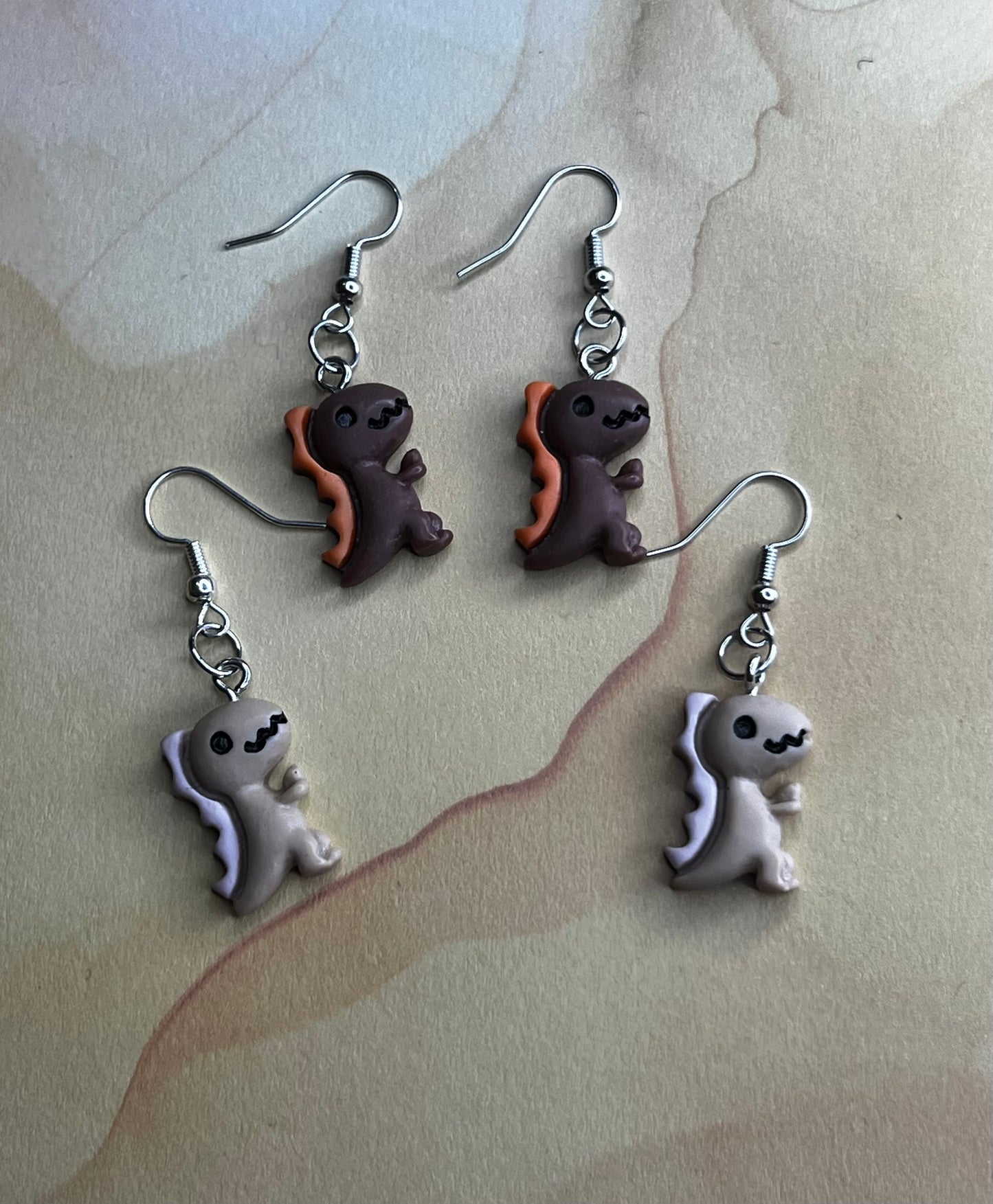 Brown Dino Earrings