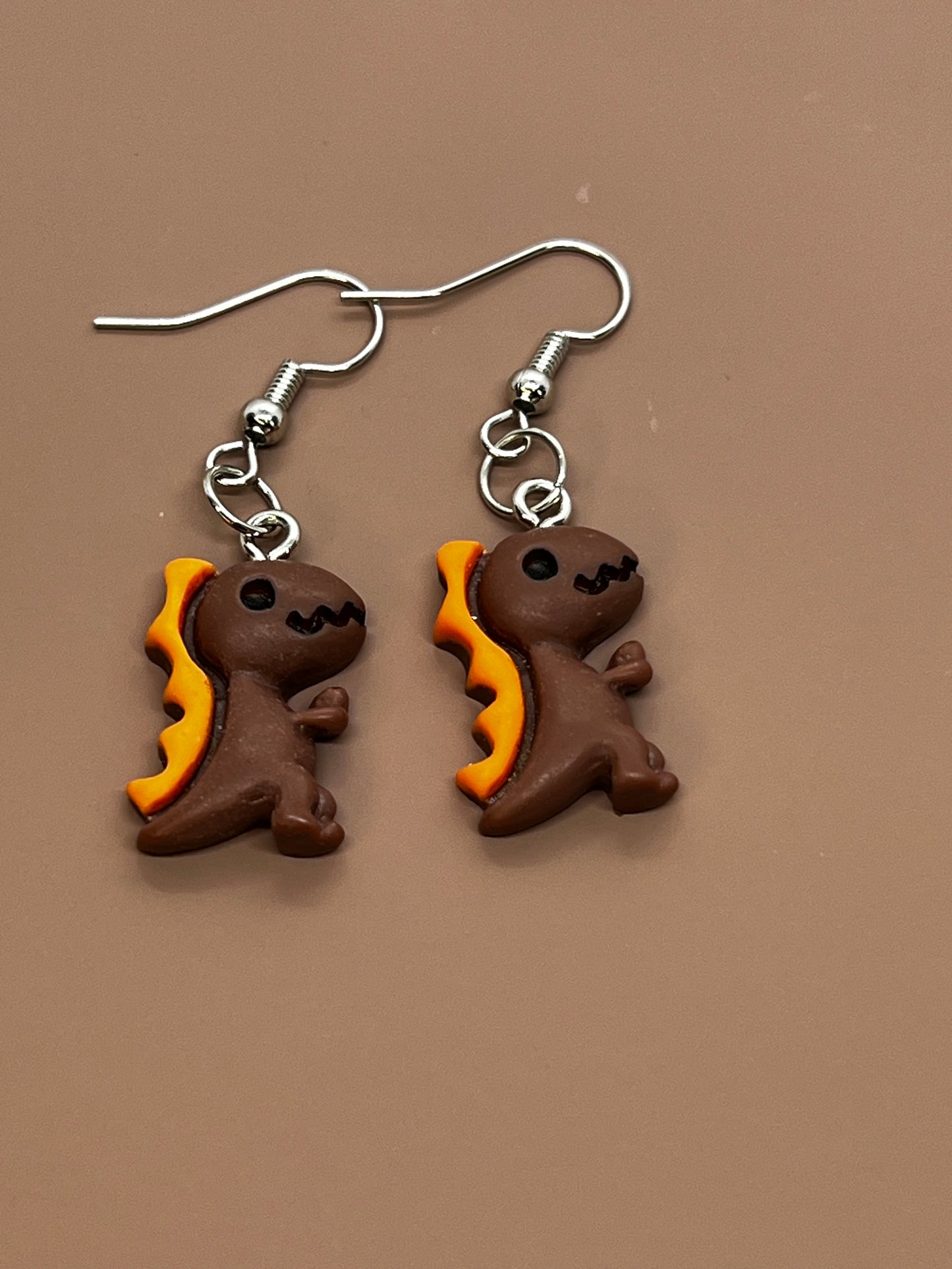 Brown Dino Earrings