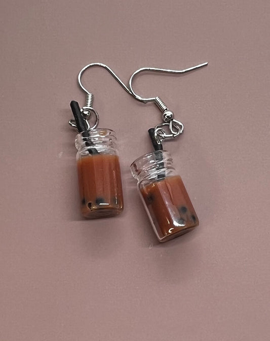 Brown Boba Tea Earrings