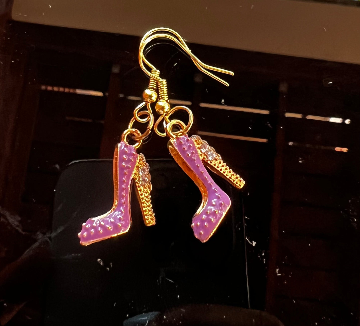 Purple heels earrings