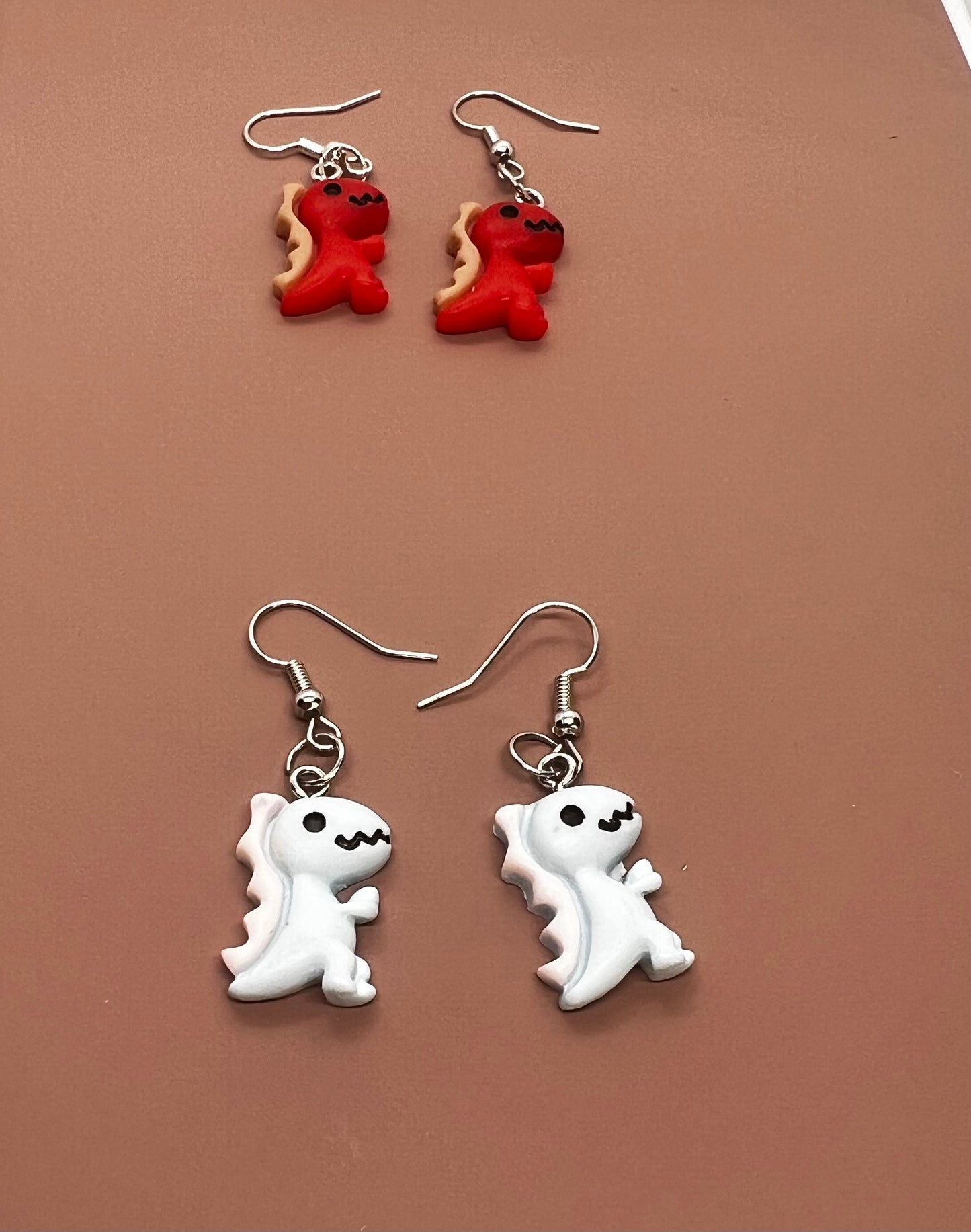 Red & Blue Dino Earrings