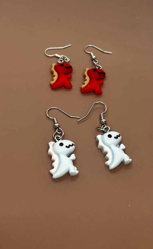 Red & Blue Dino Earrings