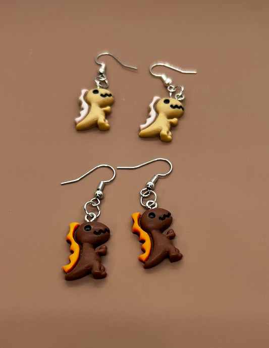 Brown Dino Earrings