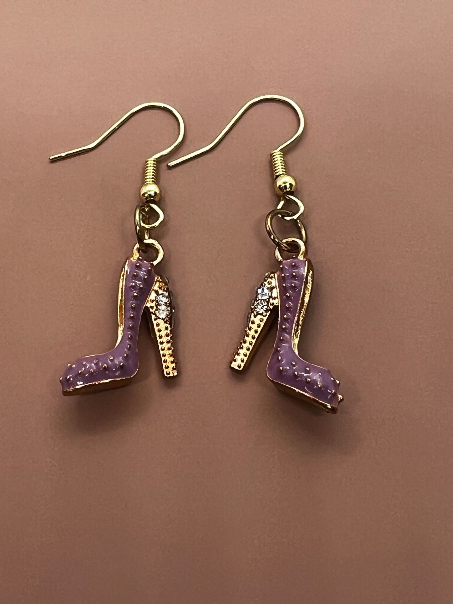 Purple heels earrings