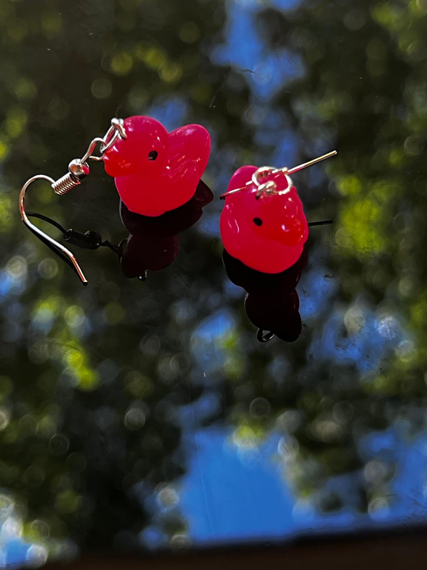 Pink duck earrings