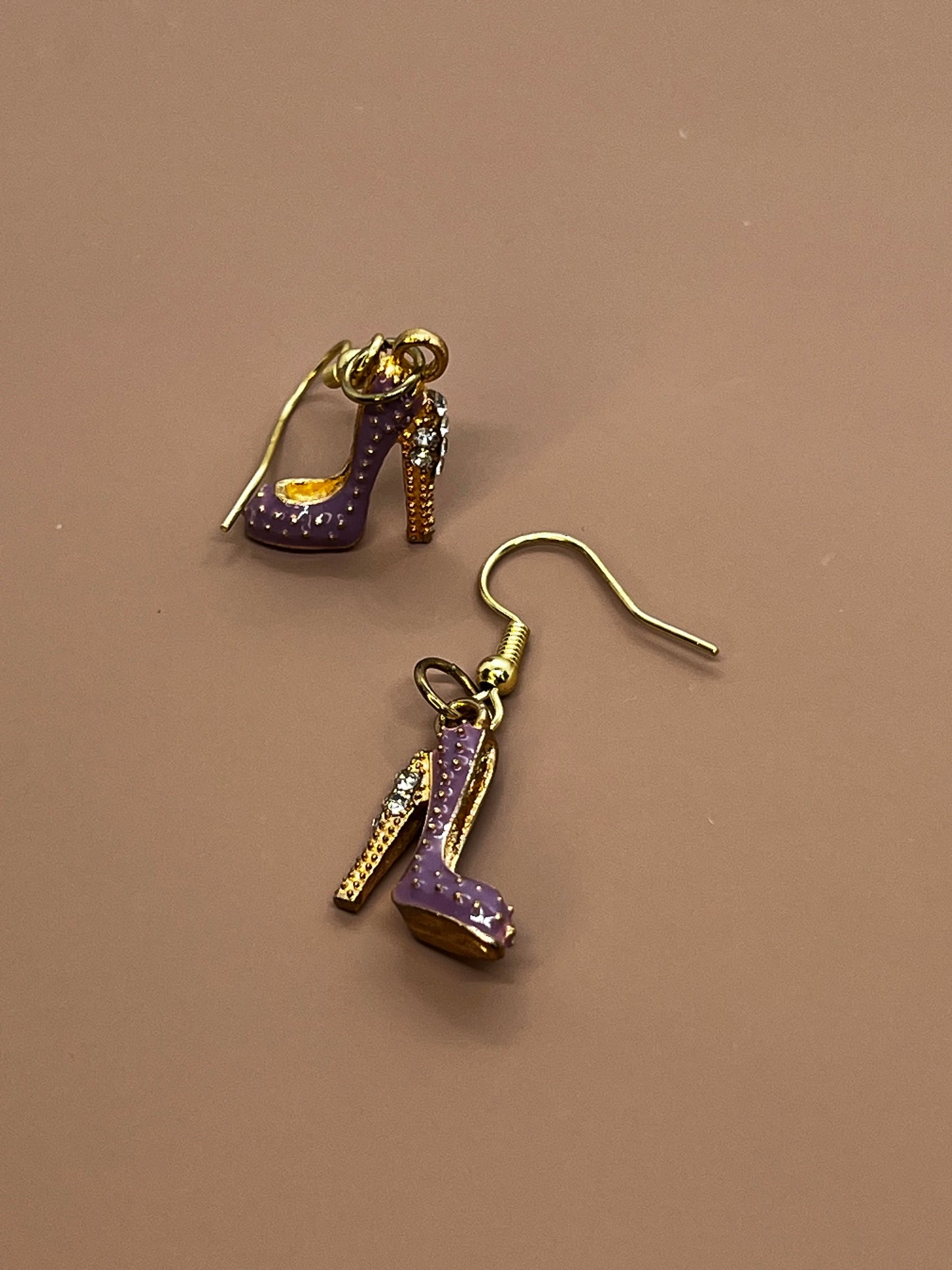 Purple heels earrings