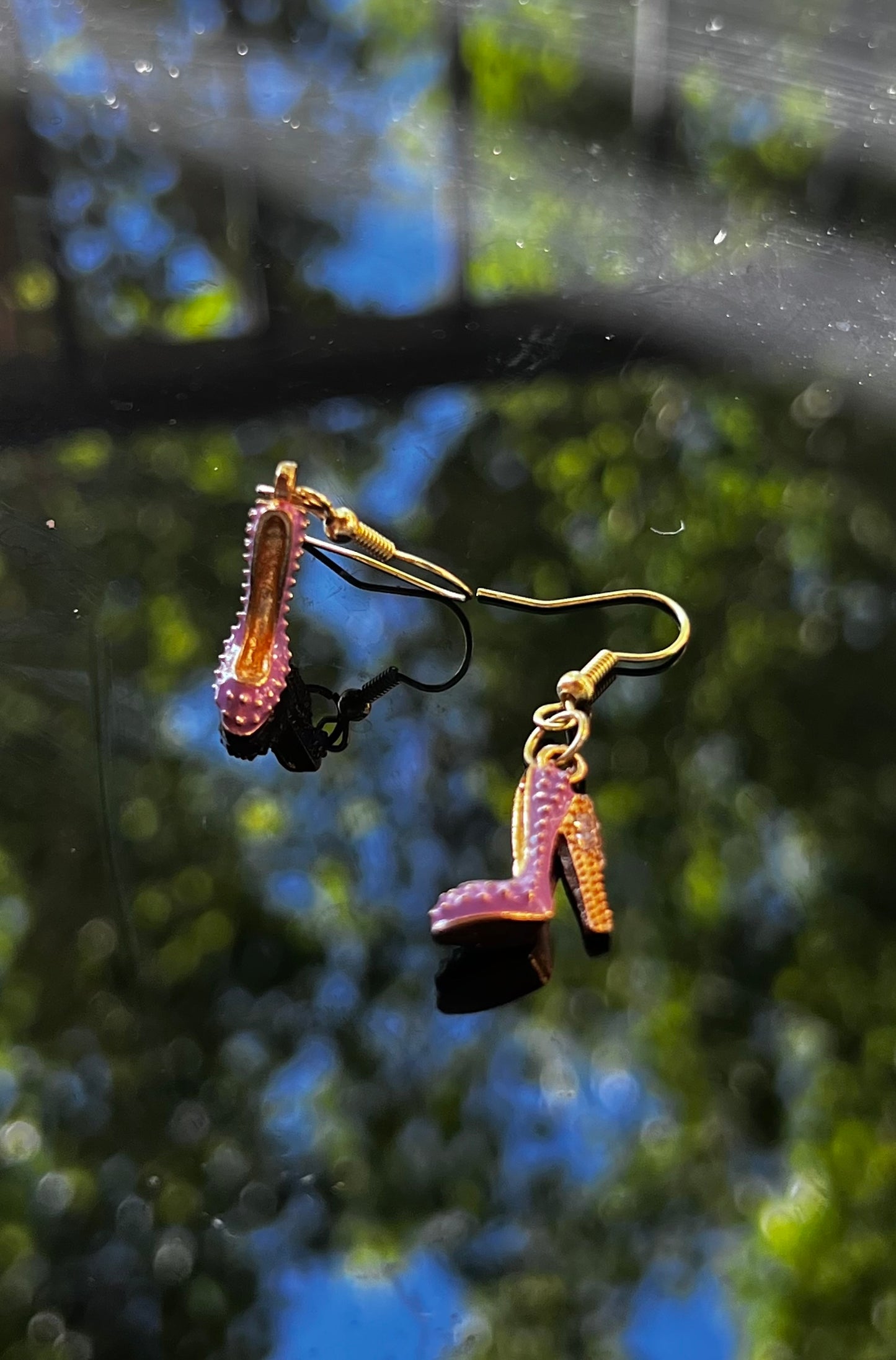 Purple heels earrings