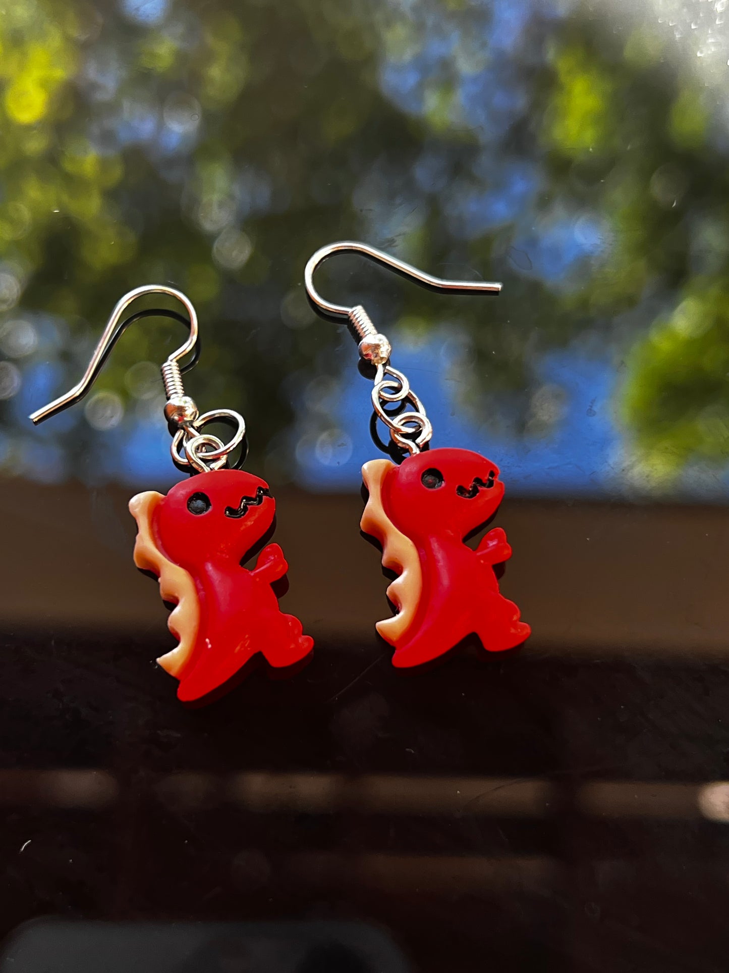 Red & Blue Dino Earrings