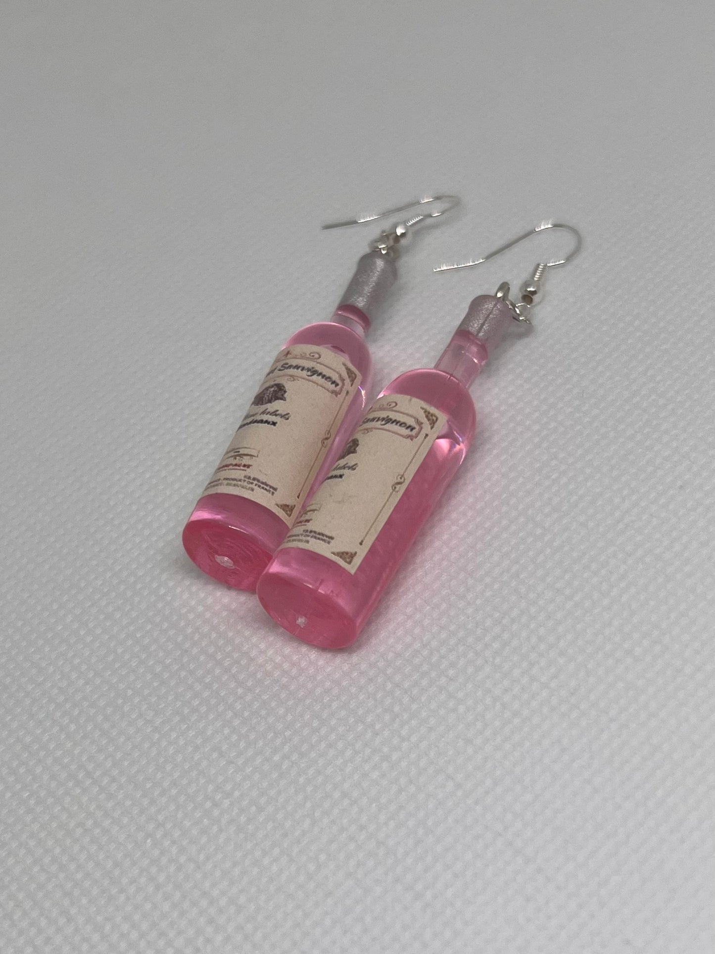 Pink Wine Bottle Earrings