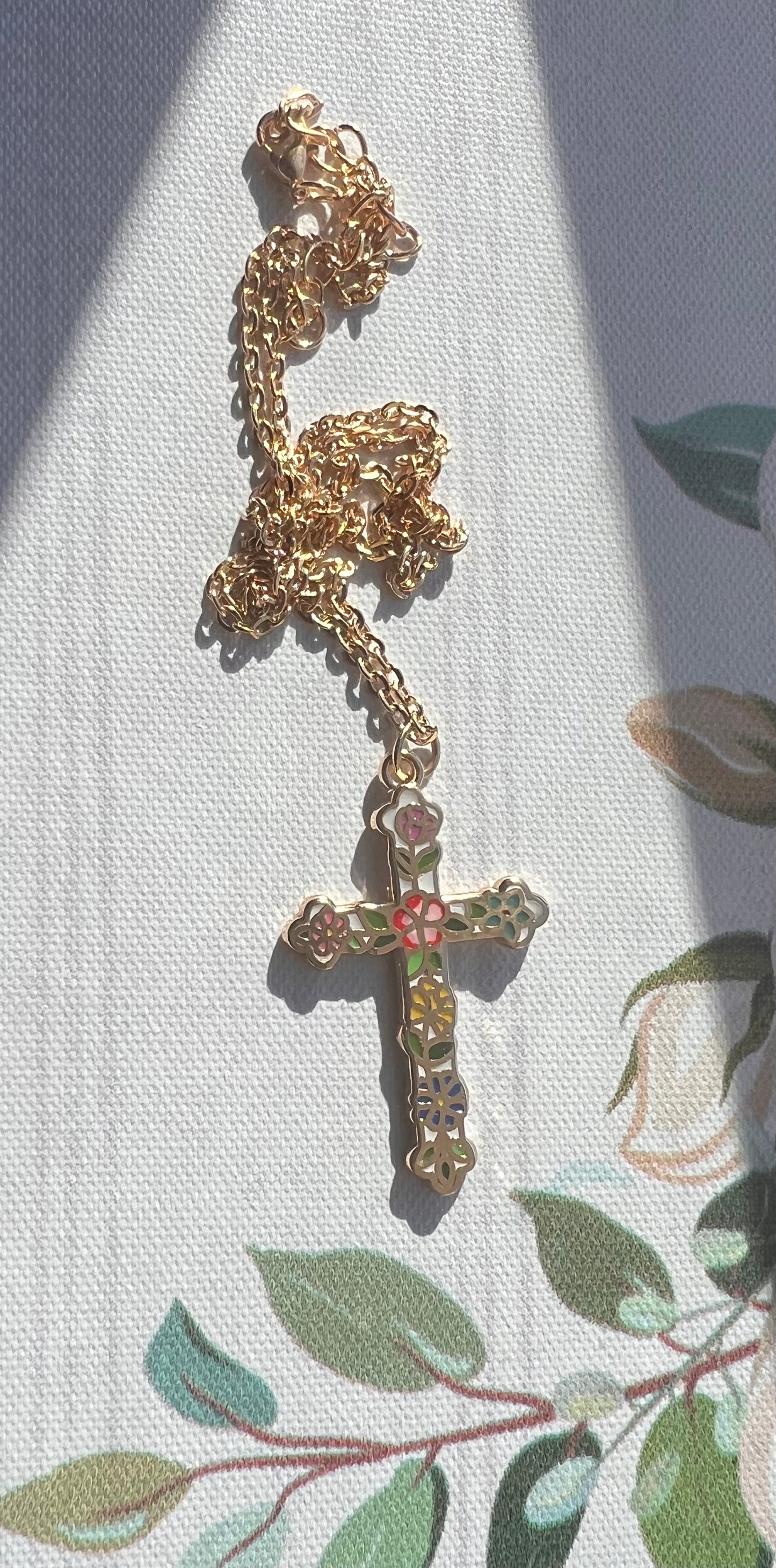 Rose Heart Cross Necklace