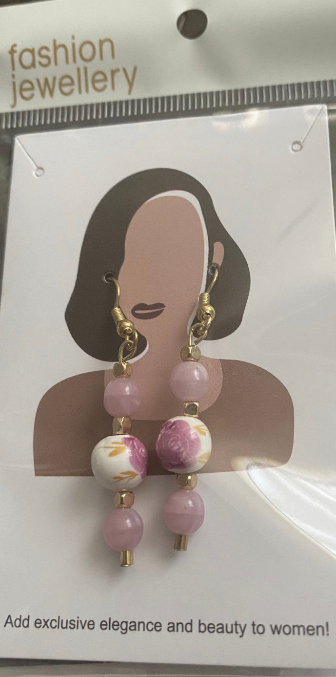 Pink & Gold Earrings