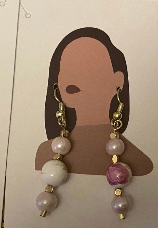 Pink & Gold Earrings