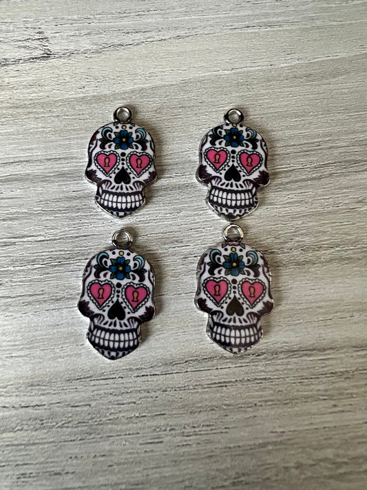 Pink and Black Candy Skull Charms