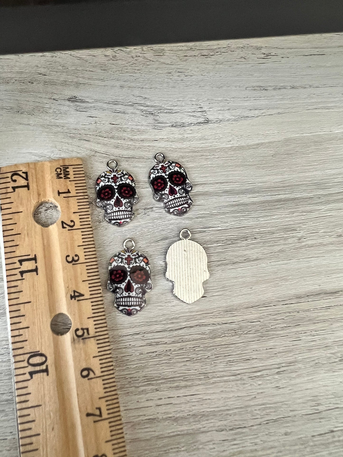 Red & White sugar skull charms