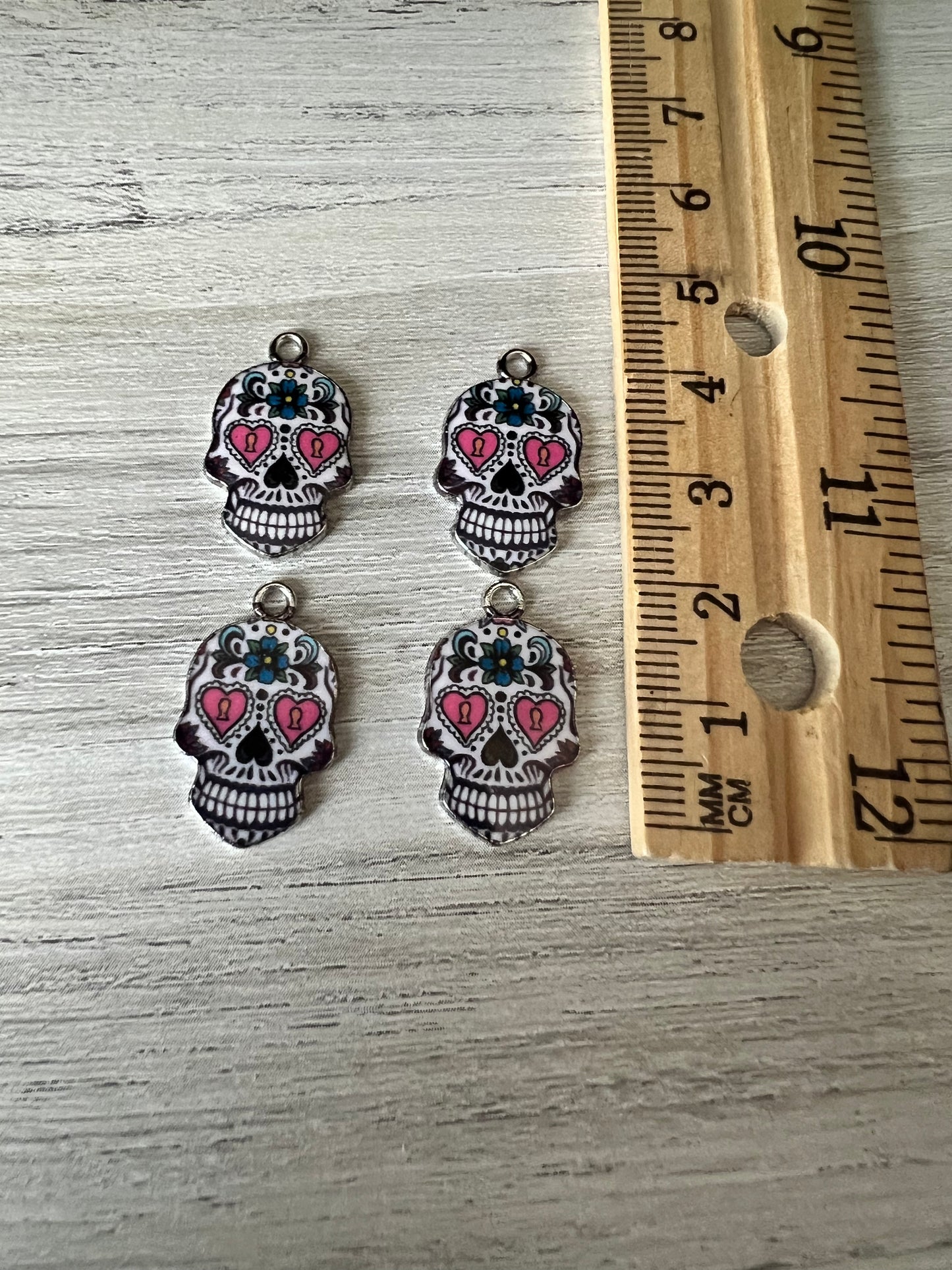 Pink and Black Candy Skull Charms