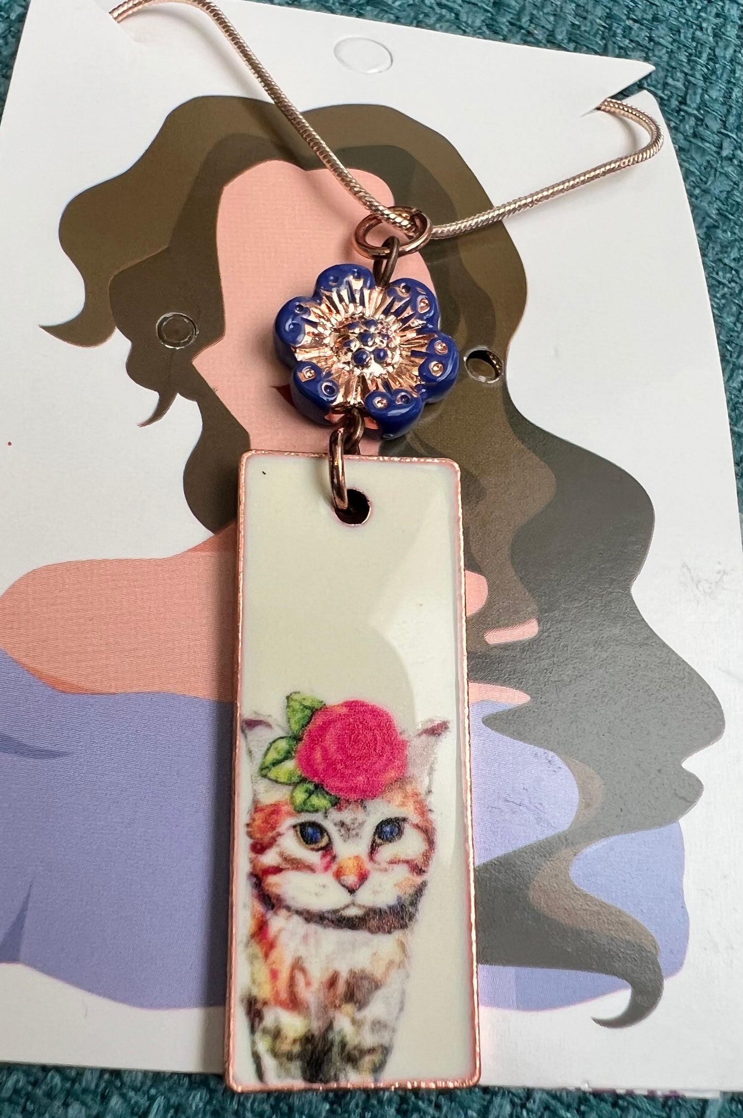 Rose cat necklace