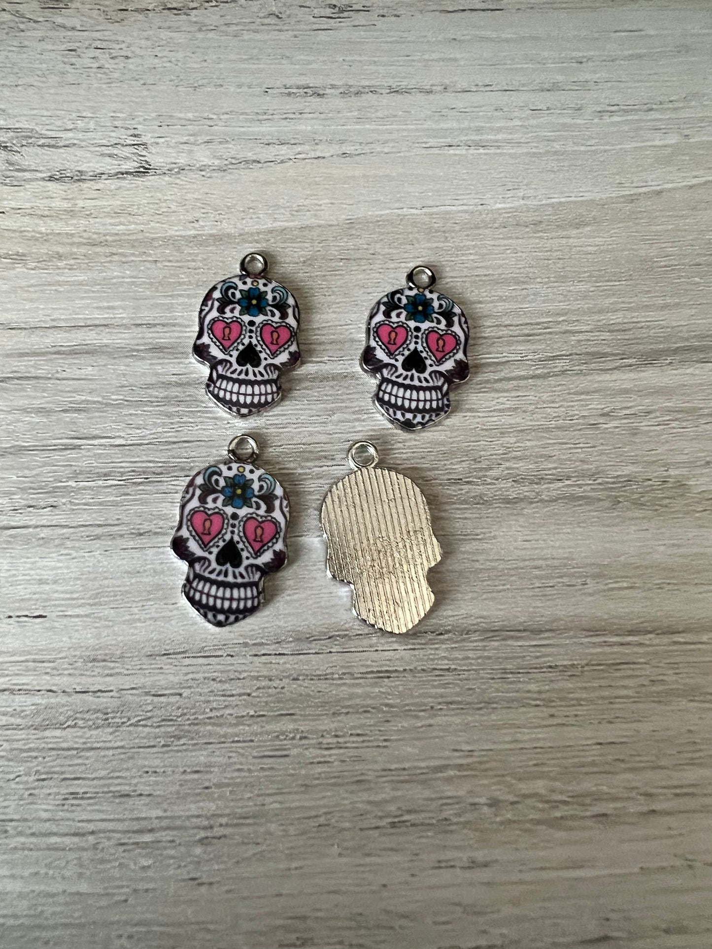 Pink and Black Candy Skull Charms