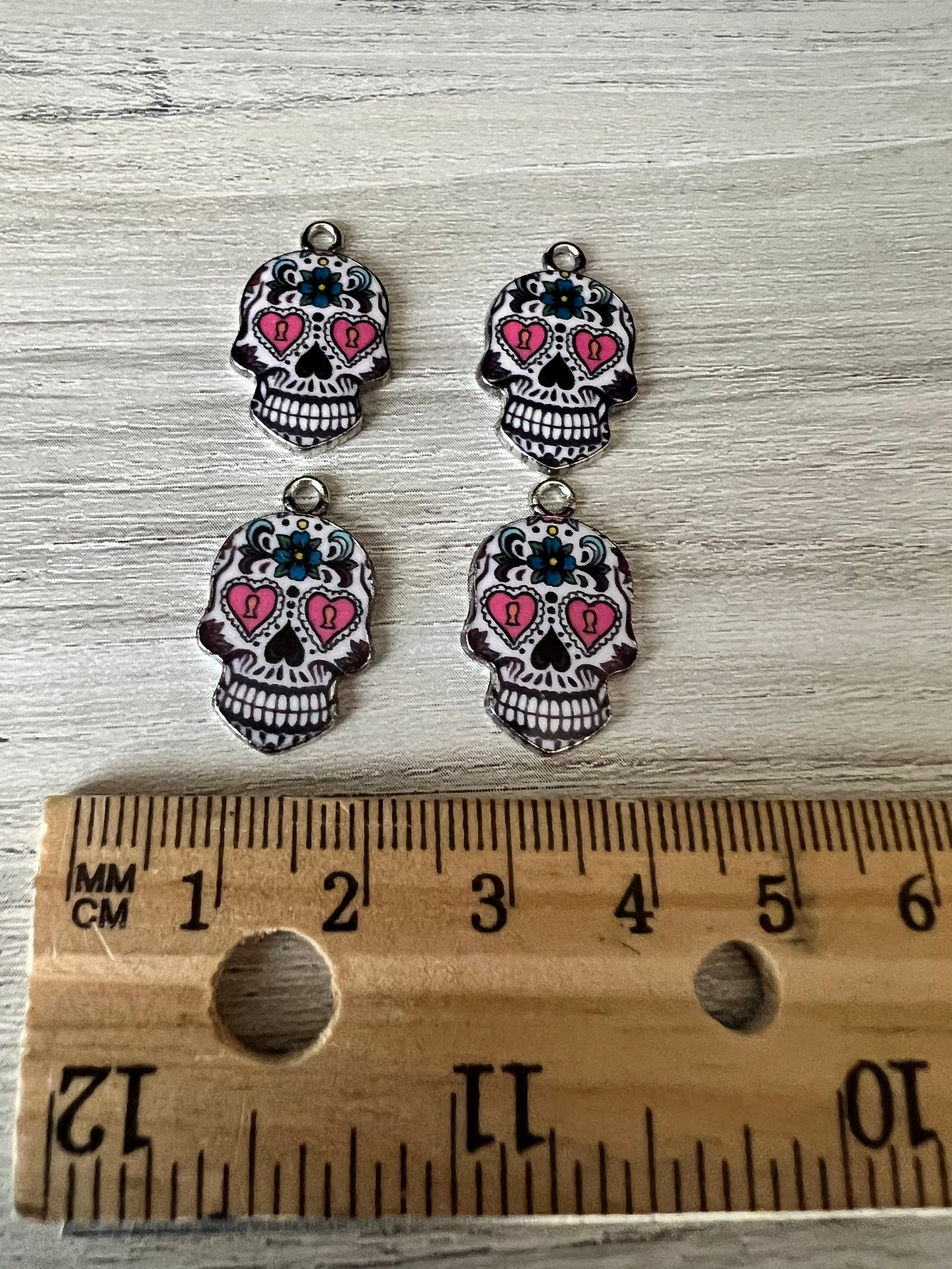 Pink and Black Candy Skull Charms