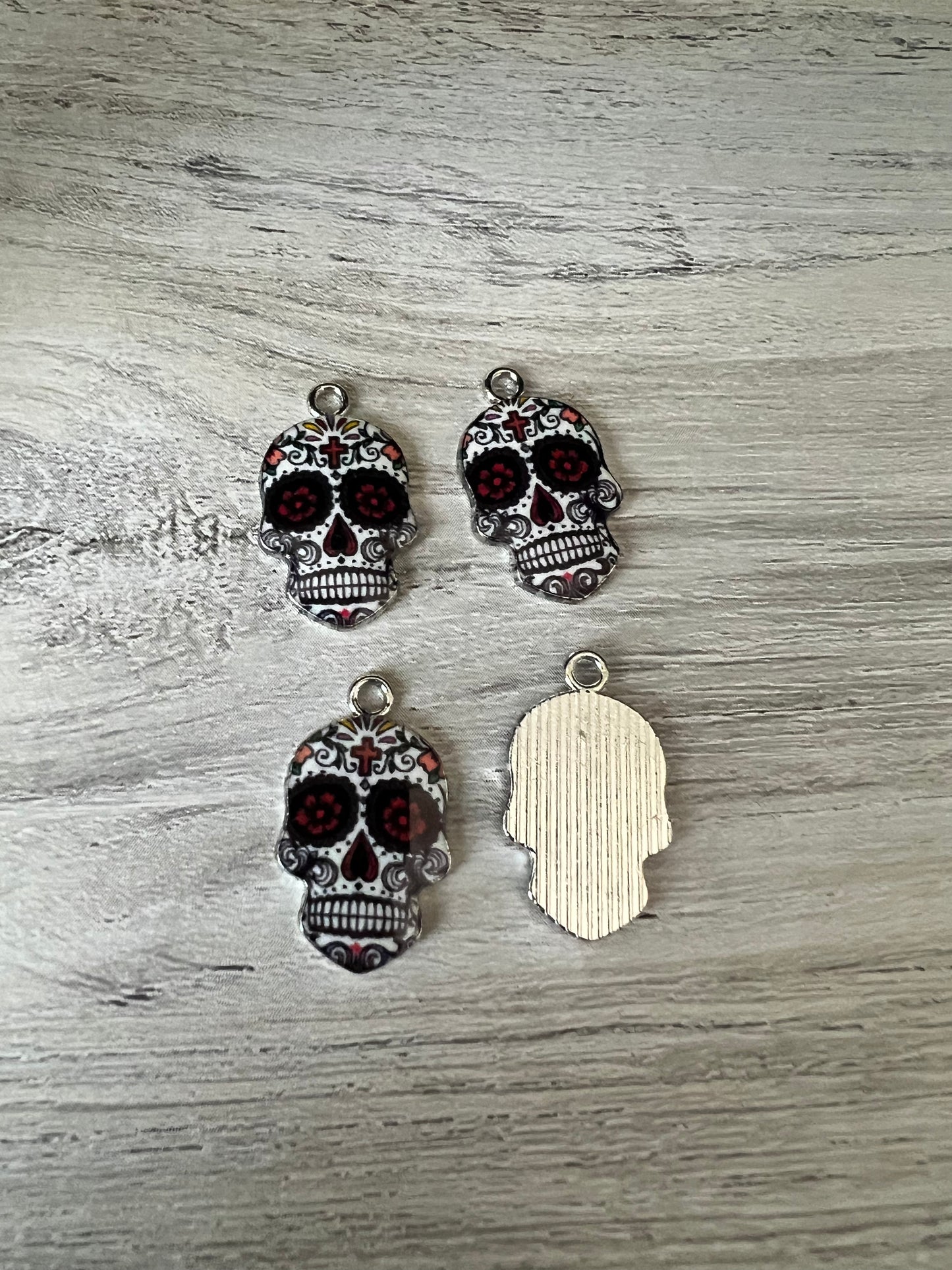 Red & White sugar skull charms