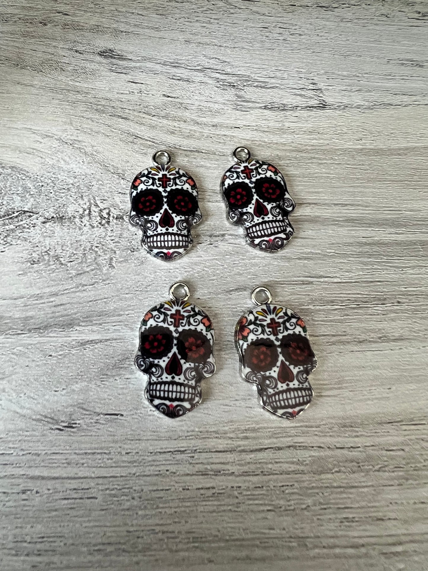 Red & White sugar skull charms