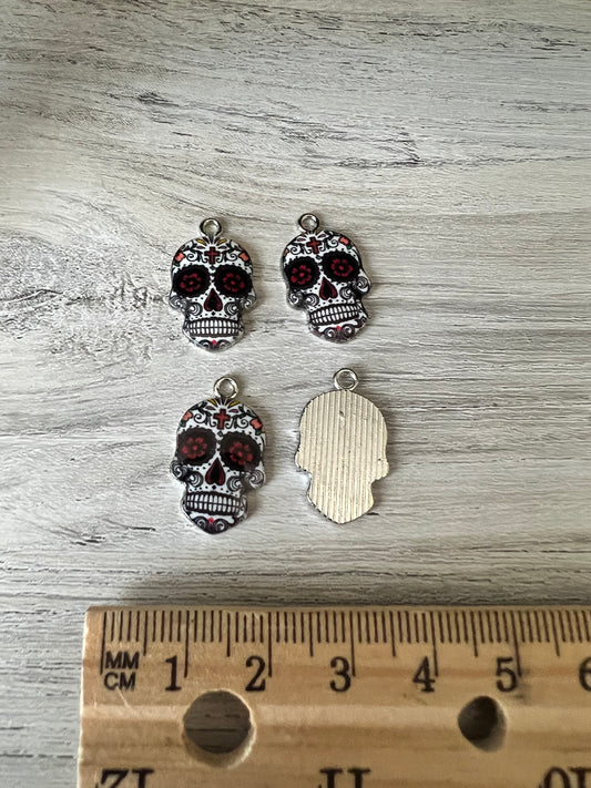 Red & White sugar skull charms