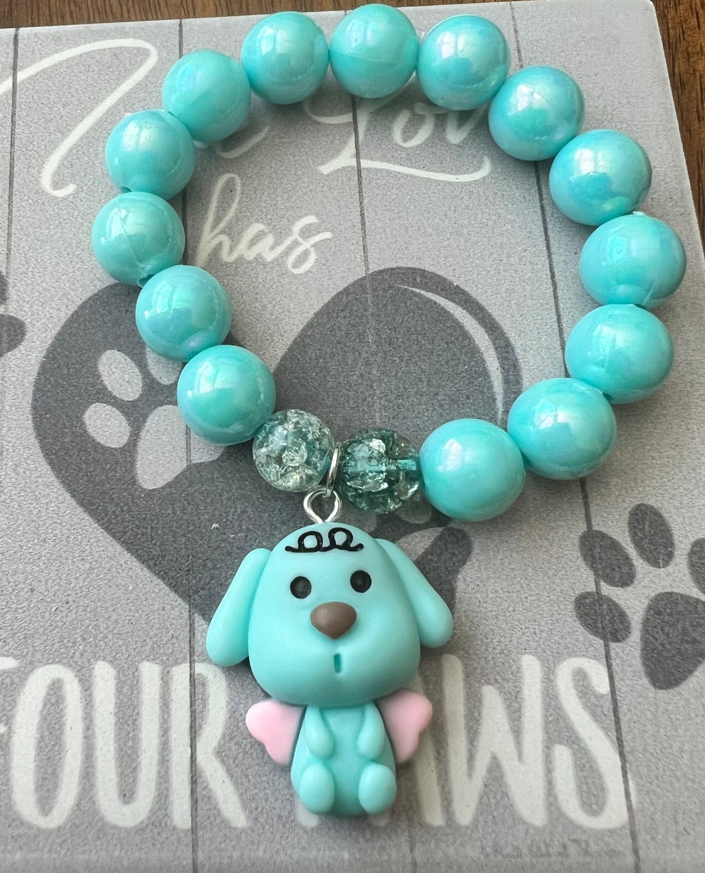 Blue dog w/ wings bracelet